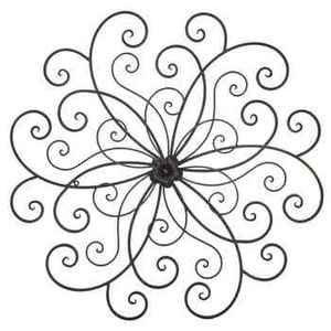 Wrought Iron Round Scrollwork Medallion Metal <b>Wall</b> Art <b>Large</b> Symmetric Swirl Sculpture Elegant Rustic Home Room <b>Decor</b> - Product Image 1