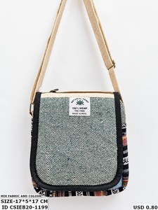 Eco-Friendly Hemp and Cotton <b>Canvas</b> Crossbody Sling <b>Bag</b> with Boho Stripes Daily Casual Crossbody - Product Image 5
