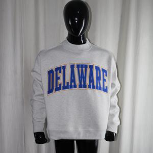 DELAWARE ASH GREY <b>Mock</b> <b>Neck</b> Sweatshirt 100%BLUE Applique Embroidery wide <b>neck</b> Sweatshirt Finer Threads - Product Image 2