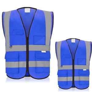 Chaleco de Seguridad de Alta Visibilidad Azul con Franjas Reflectantes, Cierre de Cremallera, Transpirable, Ligero, Impermeable y de Secado Rápido para Hombre - Product Image 4