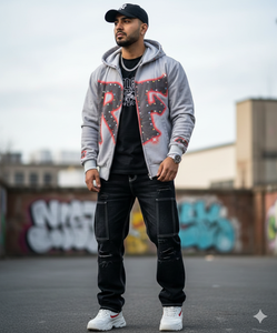 Sweats à capuche de qualité supérieure, prix direct usine, strass personnalisés, impression DTG, style streetwear, vente en gros, sweats à capuche à épaules tombantes avec fermeture éclair - Product Image 3