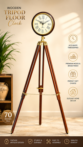 Reloj de pie analógico de madera con trípode antiguo, reloj de pie vintage para decoración del hogar, oficina u hotel - Product Image 6