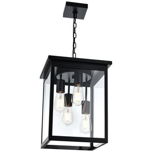 Lampada da Soffitto Nera Antiruggine Impermeabile per Esterni, Lanterna Sospesa per Portico, Stile Rustico per Esterni - Product Image 3