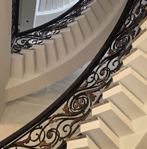 European Ornate <b>Iron</b> And Aluminium Balcony Railing Panel Black Scrollwork Exterior Balustrade Handrail - Product Image 3