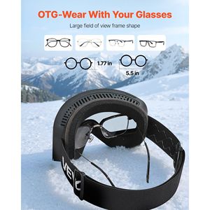 Occhiali da Sci Senza Montatura per Uomo e Donna con Lenti a Specchio Argento Magnetiche per Rivestimento Revo, Antiappannamento OTG, Occhiali Sportivi Frontali in TPU - Product Image 5