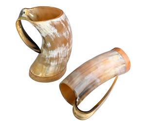 Grand chopes en corne pour bière, miad et cidre, chopes en corne viking artisanales pour fêtes et célébrations médiévales - Product Image 1