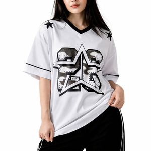 Maillot de football américain personnalisé Y2K streetwear blanc et noir, sublimation, haute qualité, léger, t-shirts streetwear - Product Image 6