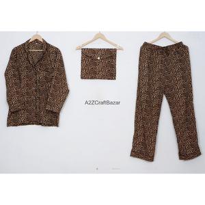 Ensemble de pyjama long à imprimé floral en gros, 100 % coton, vêtements de nuit imprimés, ensemble manches longues et pantalon long, tenue de détente - Product Image 1