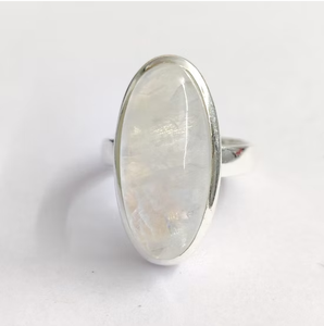 Anillo de Plata 925 con Piedra Lunar Grande Natural, Estilo Casual, Joyería con Piedras Preciosas - Colección de Diseño Artesanal - Product Image 2