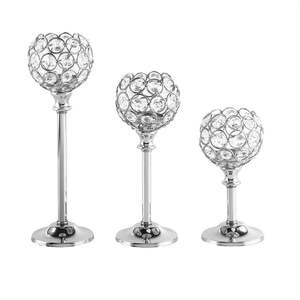 Juego de 3 Portavelas de Cristal Dorado para Decoración del Hogar y Bodas - Product Image 2