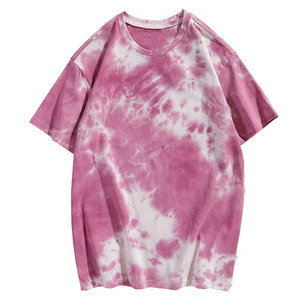 Camiseta Moderna Personalizada de Manga Corta con Estampado Tie-Dye para Hombre, Cuello Redondo, Informal, 100% Algodón, Tejido de Punto, Corte Regular - Product Image 1