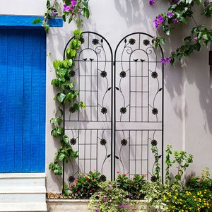 Set di 2 Tralicci da Giardino in Metallo Antiruggine 180 cm x 50 cm Neri, Supporto per Piante Rampicanti da Esterno - Product Image 6