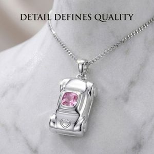 Colgante de Coche Personalizado Clásico con Zirconia Rosa y Baño de Oro y Rodio, Amuleto de Coche de Regalo - Product Image 4