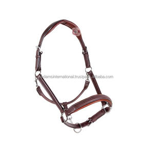 Halters en cuir de cheval de style équestre haut de gamme de meilleure qualité avec bandeau et muserolle rembourrés doux - Product Image 1