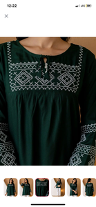 Blusa Corta Bohemia para Mujer, Bordada, Cuello Alto, Manga Larga, Patrón Geométrico, Corte Regular, Poliéster/Algodón, Estilo Modesto - Product Image 5