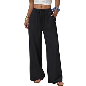 Pantalon décontracté pour femme, taille mi-haute élastique, multi-poches, couleur unie, PRODUIT TRÈS POPULAIRE - Product Image 6