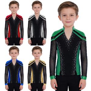 Traje de Patinaje Artístico para Niños de 6 a 16 Años, Top Metálico para Competencia, Práctica de Baile Latino, Ropa de Baile Infantil - Product Image 1