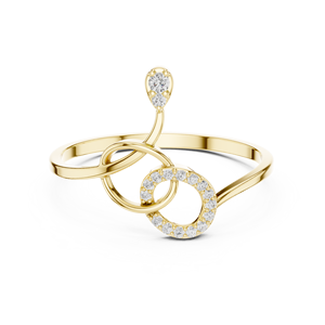 Anillo de oro macizo de 14k para mujer con diamante de corte redondo minimalista de doble forma redonda, ideal para regalo, compromiso, aniversario, boda. - Product Image 1