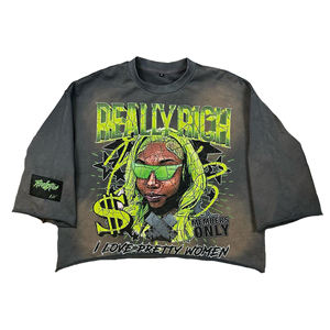 Camisetas Boxy de Algodón 100% Estampadas de Alta Calidad 2026, Estilo Urbano, Cortas, de Gran Gramaje, Oversize, con Gráficos Vintage y Lavado Ácido - Product Image 5