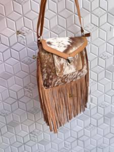 Sac à main en cuir à franges en fourrure de vachette de style occidental Bohème Gypsy Nouveau design avec sacs à franges en cuir de peau de cheveux - Product Image 2