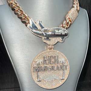 Colgante de Avión de Lujo con Incrustaciones de Diamantes, Estilo Hip Hop, Cadena Cubana, Joyería - Product Image 2