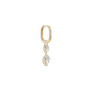Dangle Ear Jackets Pear Cut Lab Grown Diamond Prong Set Two Stone Drop Charm <b>Hoop</b> Enhancers 10k 14k 18k Solid Gold Factory Price - Product Image 1