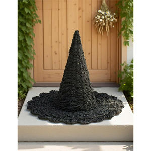 Sombrero de Bruja de Mimbre Negro Duradero Sisu Handicraft, Decoración de Halloween, Sombrero Cónico de Seagrass Tejido a Mano, Accesorio para Mesa de Fiesta, Decoración para el Hogar - Product Image 1