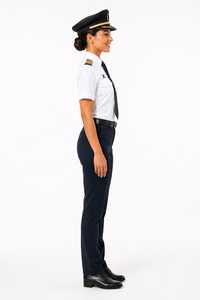 Uniformes de Piloto de Aerolínea Personalizados OEM ODM |   Conjunto Completo de Manga Corta para Mujer, Diseño Entallado, Viscosa Premium |   Uniforme de Verano X Sports City - Product Image 3
