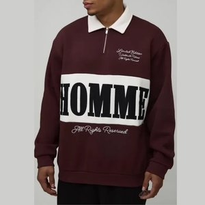 Sweat-shirt à col zippé en molleton pour homme, coupe oversize, avec logo personnalisé, imprimé, vente en gros - Product Image 3