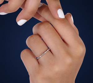 Bague de fiançailles et alliance en diamant de laboratoire 0,20 carat, or 14 carats, bijoux d'anniversaire pour femme, plaqué rhodium - Product Image 5
