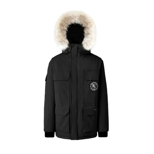 Parka con Capucha Gris Oscuro para Hombre con Ribete de Piel y Bolsillos Delanteros, Abrigo de Invierno Impermeable de Poliéster, Ropa Exterior Informal de Longitud Larga - Product Image 2