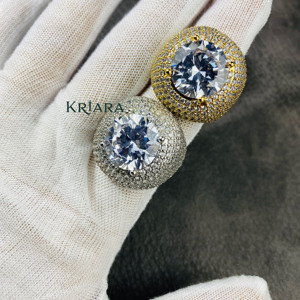 Bague Cocktail Hiphop en Moissanite, Argent 925 Plaqué Or 18K, Sertissage Pavé, Coupe Ronde Brillante, Unisexe, Cadeau de Mariage de Luxe - Product Image 5