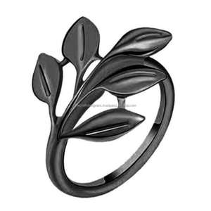 Black Coated Napkin <b>Ring</b> Casted Leaf Design Reusable Napkin Holder Decorative Napkin <b>Rings</b> <b>for</b> Birthday Parties Home Decoration - Product Image 1