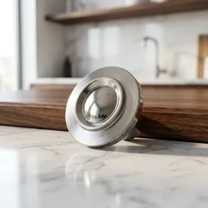 AK Brass Solid Minimalist Round <b>Silver</b> Finish Cabinet <b>Knob</b> for Kitchen Dresser Bedroom Furniture - Product Image 2