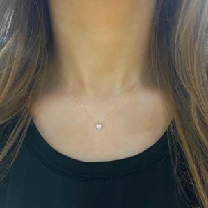 Minimalist Heart Lab Grown Diamond <b>Pendant</b> Necklaces 14k <b>Solid</b> <b>Gold</b> Prong Set Everyday Luxury Dainty Cable Chain Fine Jewelry - Product Image 6