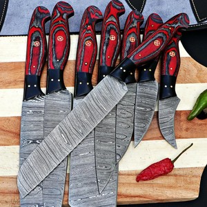 Juego de Cuchillos de Chef Nordic Forge de 8 Piezas, Acero de Damasco, Mangos de Madera, Diseño Ambidiestro, Hojas Hechas a Mano de 67 Capas, OEM Profesional - Product Image 3