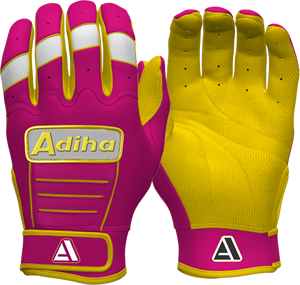 Gants de frappeur de baseball en cuir de qualité supérieure, légers, durables, antidérapants, avec fermeture auto-agrippante, rose et jaune - Product Image 4