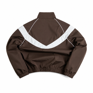 Blouson de motard marron personnalisé pour homme, coupe-vent, fermeture éclair, col montant sportif, idéal pour l'automne, coupe droite, en polyester - Product Image 2