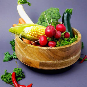 <b>Food</b> Grade Premium Acacia Wood Round Bowl Hot Sale Wooden Salad Bowl for Fruits Kitchen Serving Dining Table Decorative Wood Use - Product Image 5