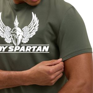 Camiseta Deportiva Casual para Hombre, Cuello Redondo, Manga Corta, Color Verde Oliva, 100% Algodón Transpirable, para Gimnasio, Entrenamiento - Product Image 4