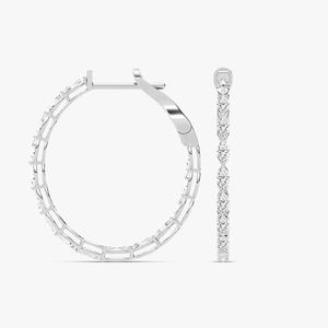 ต่างหูเพชรทรงมาร์คีส์ 0.15 กะรัต เพาะเลี้ยงในห้องปฏิบัติการ แบบวงกลม 14K ทองคำขาว รับรองโดย IGI ขนาด 38.4 มม. สำหรับผู้หญิง - Product Image 4