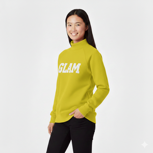 Sudadera de cuello alto rosa para mujer, de manga larga, de algodón tejido transpirable, con estampado de letras y apliques, para otoño. - Product Image 3