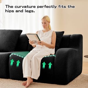 Divano a 3 Posti Senza Struttura in Spugna ad Alta Densità 32D, Design Antiscivolo, Braccioli Curvi, Alta Qualità per Soggiorno - Product Image 5