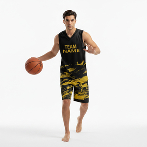 Nouvelle conception d'uniforme de basket-ball pour adultes, manches courtes, imprimé, séchage rapide, 100% polyester, vente chaude - Product Image 5