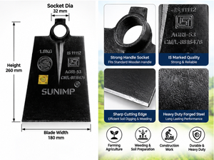 SUNIMP Tête de houe agricole 1,8 kg en acier forgé durable pour creuser, désherber et labourer - Product Image 6