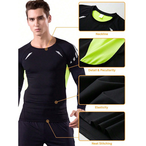 T-shirt de compression à manches longues haute performance pour homme, logo personnalisé, contrôle de l'humidité, vêtements de sport pour les séances de course - Product Image 2