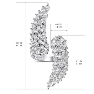 Bague en argent sterling 925 avec diamant, design d'ailes de luxe personnalisé, bague en or blanc 14 carats, bague en diamant originale pour femmes et hommes - Product Image 2