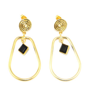 Pendientes Colgantes de Metal de Latón Chapado en Oro de 24K con Diseño Vintage, Corte a Cuadros, Citrino, Zafiro Azul, Hidrocuarzo y Formas Fantasía, Venta al por Mayor - Product Image 4