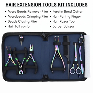Kit professionnel de pinces pour extensions capillaires Microlink, outil d'ouverture et de fermeture de micro-perles, coupe-keratine, outils de coiffage de précision - Product Image 2