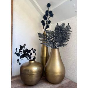 Vase décoratif en aluminium doré artisanal, grand vase en métal de style nordique, vase en laiton brossé pour centre de table de mariage - Product Image 2